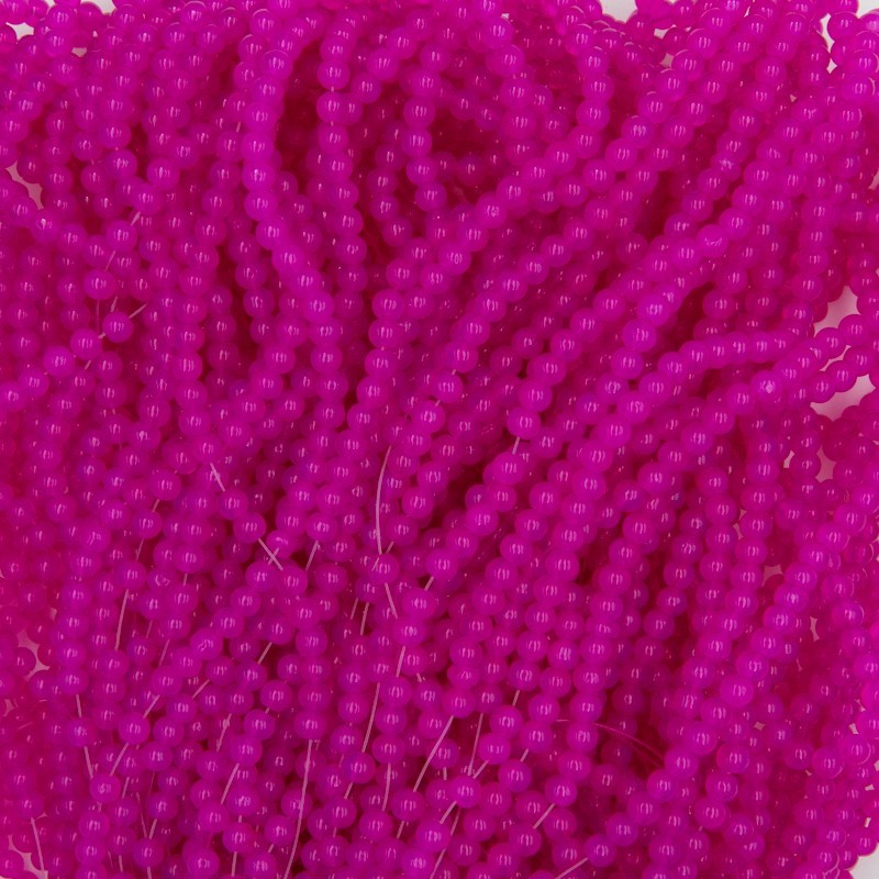 Opaline beads / 4mm balls / intense pink / 190 pieces SZTO0406