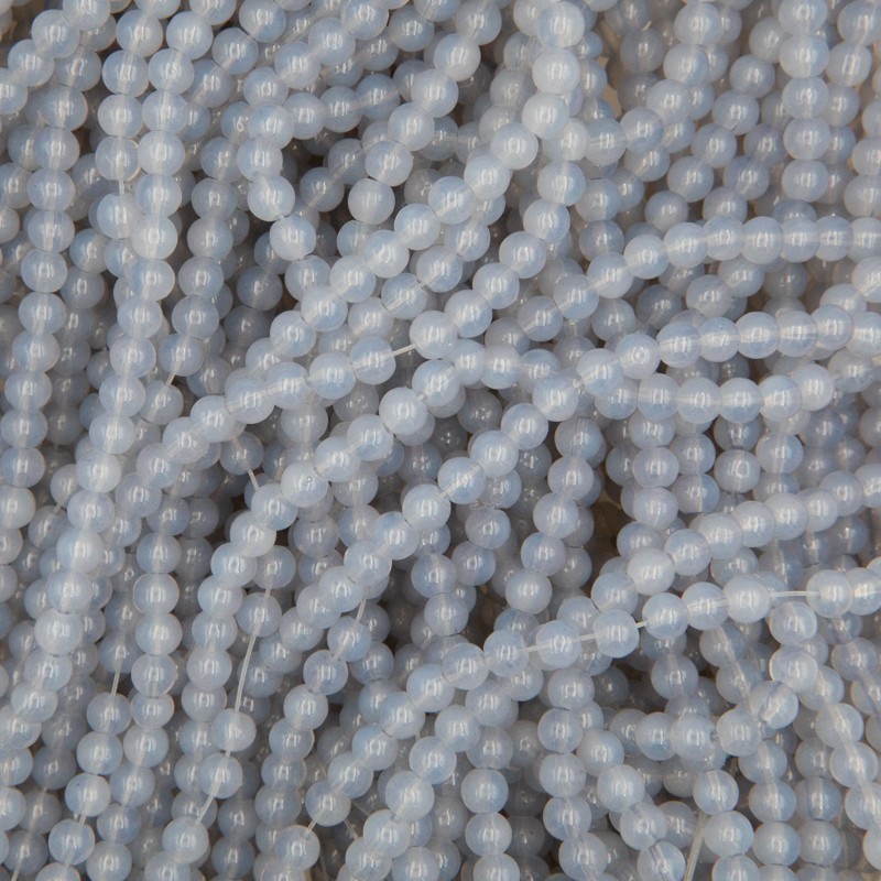 Opaline beads / 4mm balls / gray-blue / 190 pieces SZTO0416