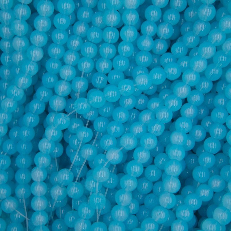 Opaline beads / 6mm balls / light blue / 130 pieces SZTO0609