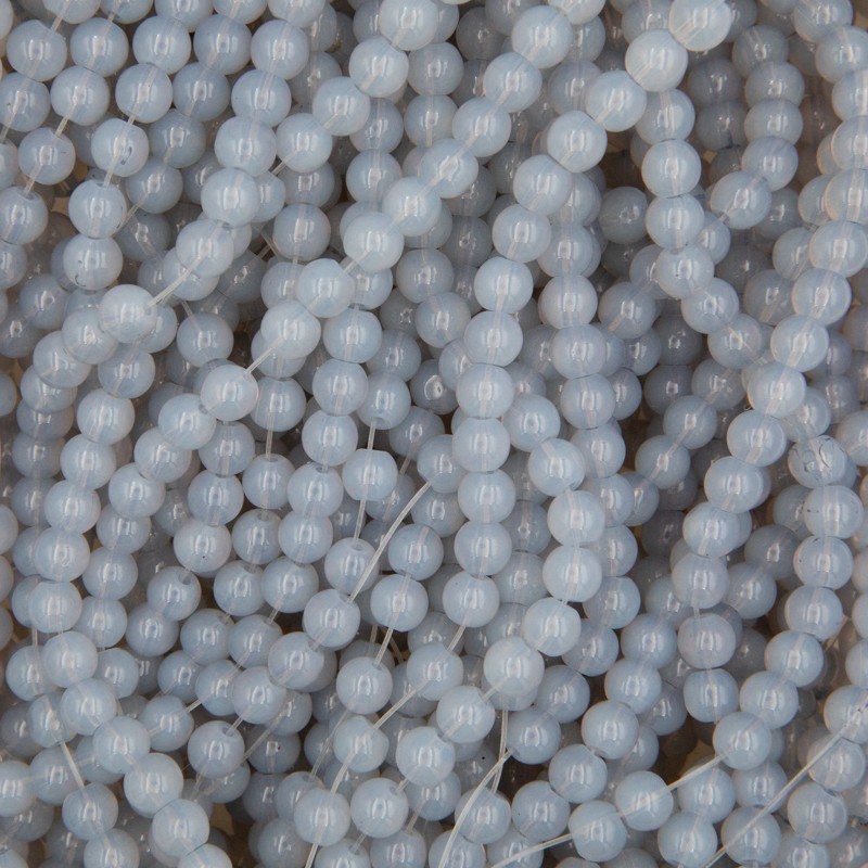 Opaline beads / 6mm balls / gray-blue / 130 pieces SZTO0616