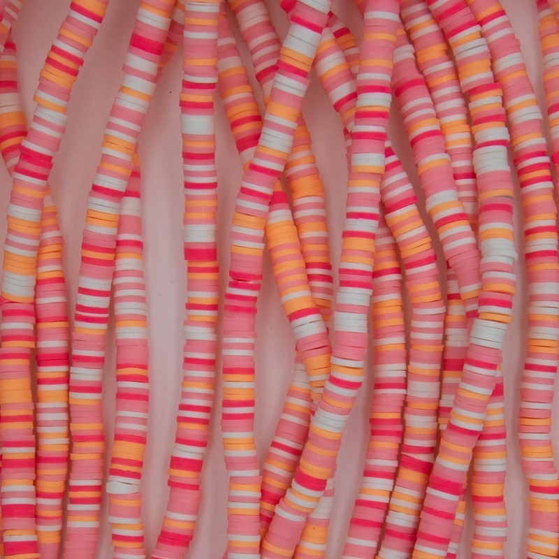 Katsuki beads / Stripes / Dhaka / 6mm discs / 40cm rope / MOKA06227