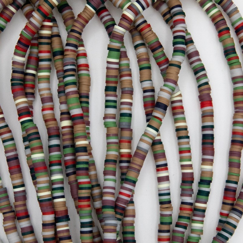 Katsuki beads / Stripes / Vaduz / 6mm discs / 40cm rope / MOKA06248