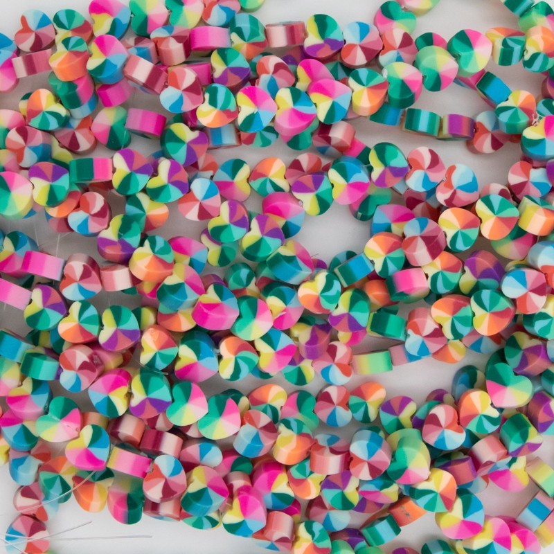 Katsuki beads / multicolored hearts approx. 10mm / rope 40pcs / MOKSZ011