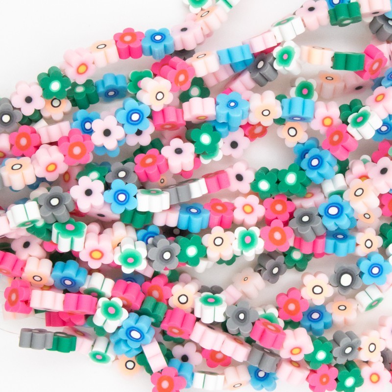 Katsuki beads / colorful flowers approx. 9mm / rope 40pcs / MOKSZ015