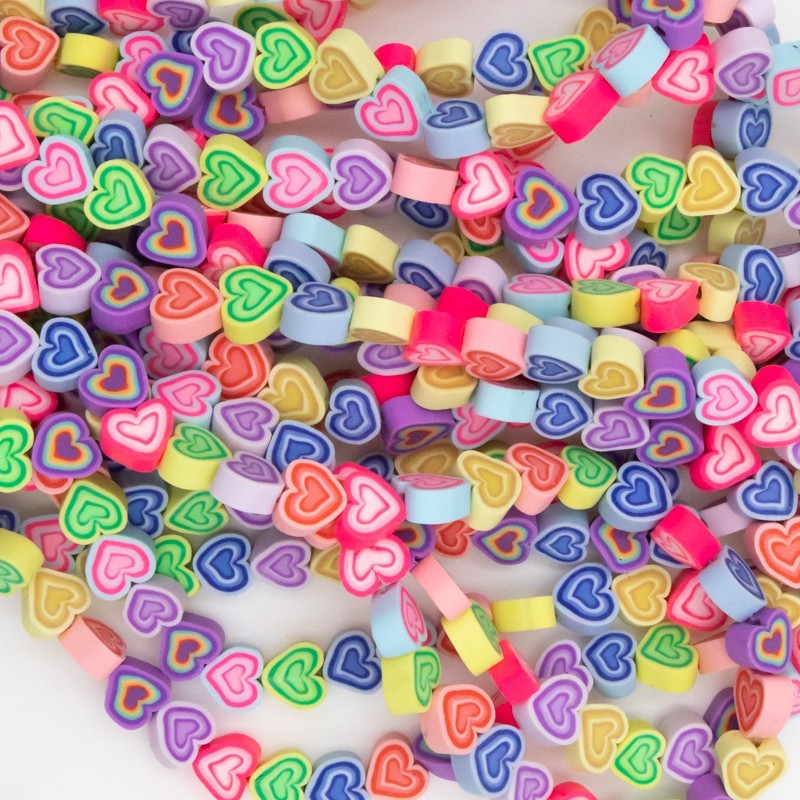Katsuki beads / mix hearts approx. 9mm / 10pcs / MOKSZ024