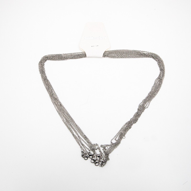 Flat ankier chain 2x1.6mm / 48cm ready with clasp / LLSCHG04 surgical steel