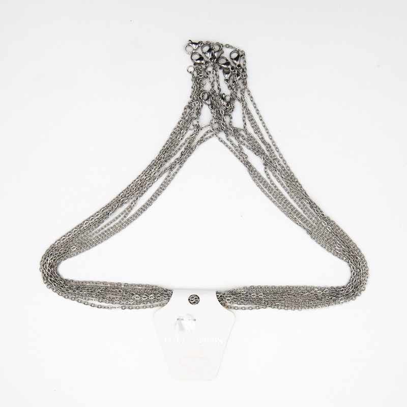 Flat ankier chain 2.7x2mm / 43cm, ready with clasp / LLSCHG08 surgical steel