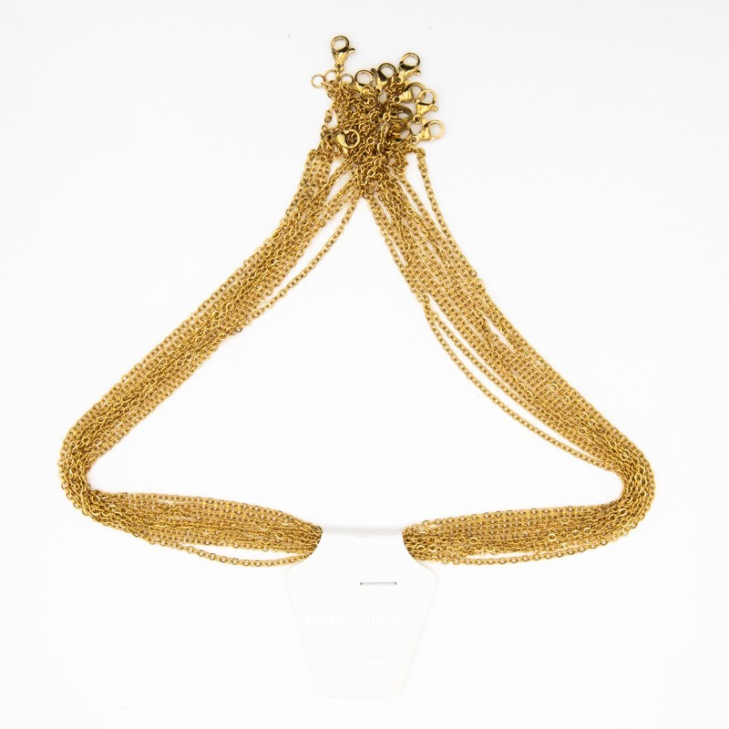 Flat ankier chain, gold 2.5x2mm / 45cm, ready with a clasp / surgical steel LLSCHG18KG