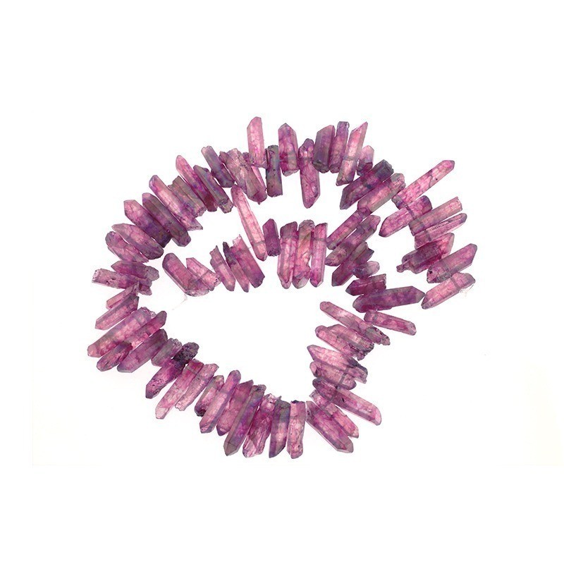 Rainbow rose quartz / faceted icicles 24-18mm / KAKR19