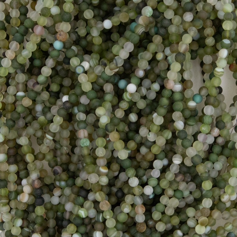 Koraliki agat matowy zielony kulki 4mm 90szt (sznur) KAAGM0403