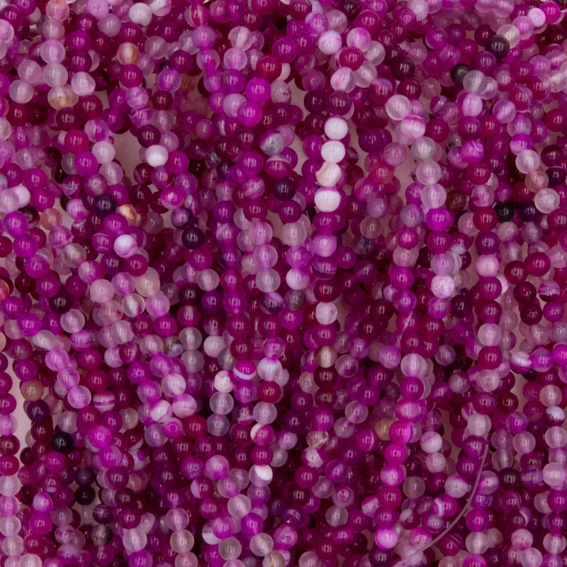 Koraliki agat różowy kulki 4mm ok. 85szt (sznur) KAAG0407