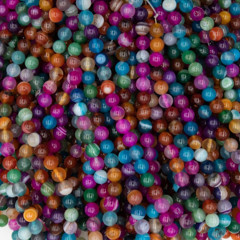 Multicolor agate / 8mm balls / 46pcs. (cord) KAAG0819