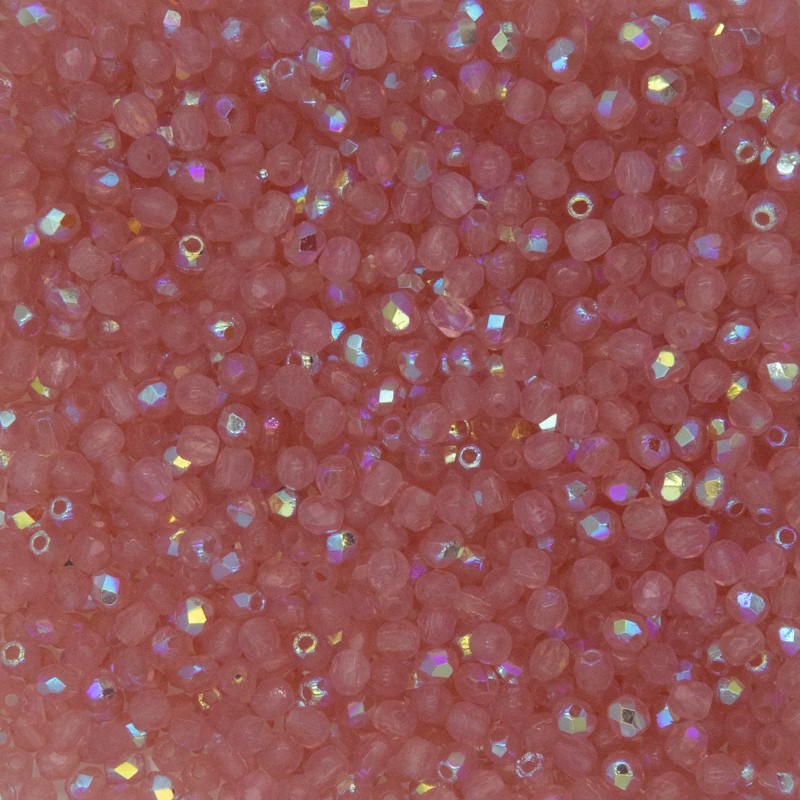 Czech beads / 2mm beads faceted / milky pink AB / 50pcs / SZGBKF02-KO-X71010