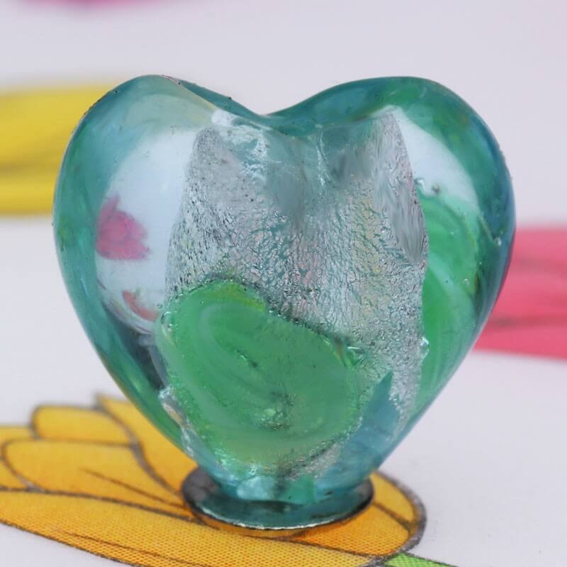 Heart glass Venetian mint 12mm 4pcs SZWESEM037
