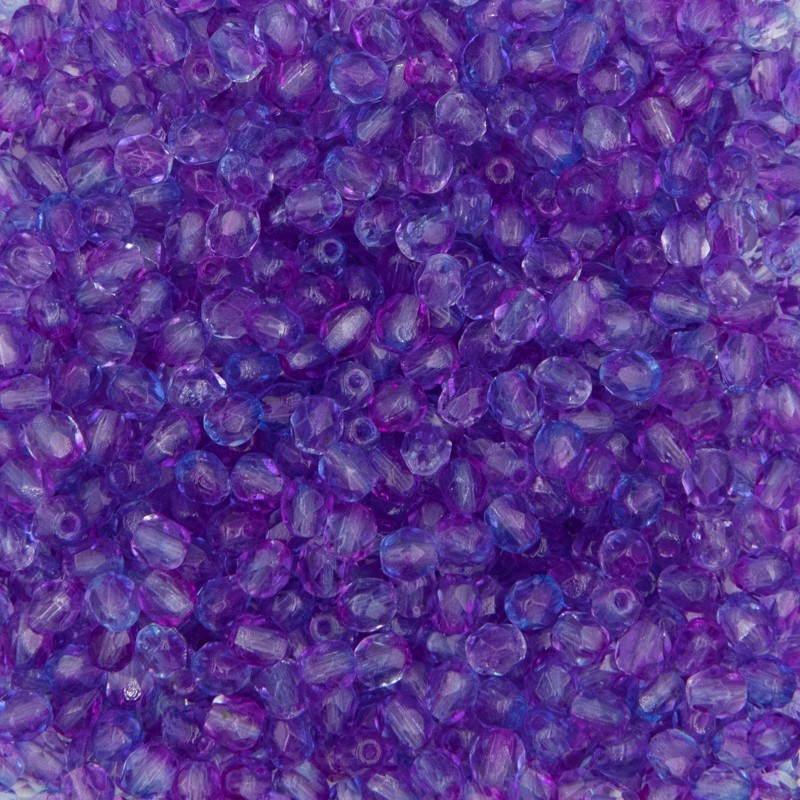 Czech Beads / 4mm beads faceted / dual coated - purple / blue / 25pcs / SZGBKF04-KO-K3202CR