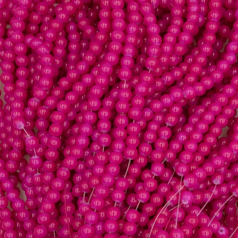 Milky beads / glass 6mm neon pink / 140 pieces SZTP0663