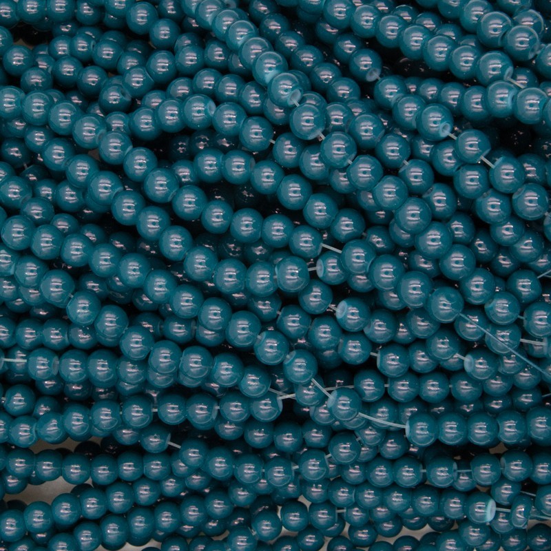 Milky beads / glass 6mm dark turquoise / 140 pieces SZTP0665