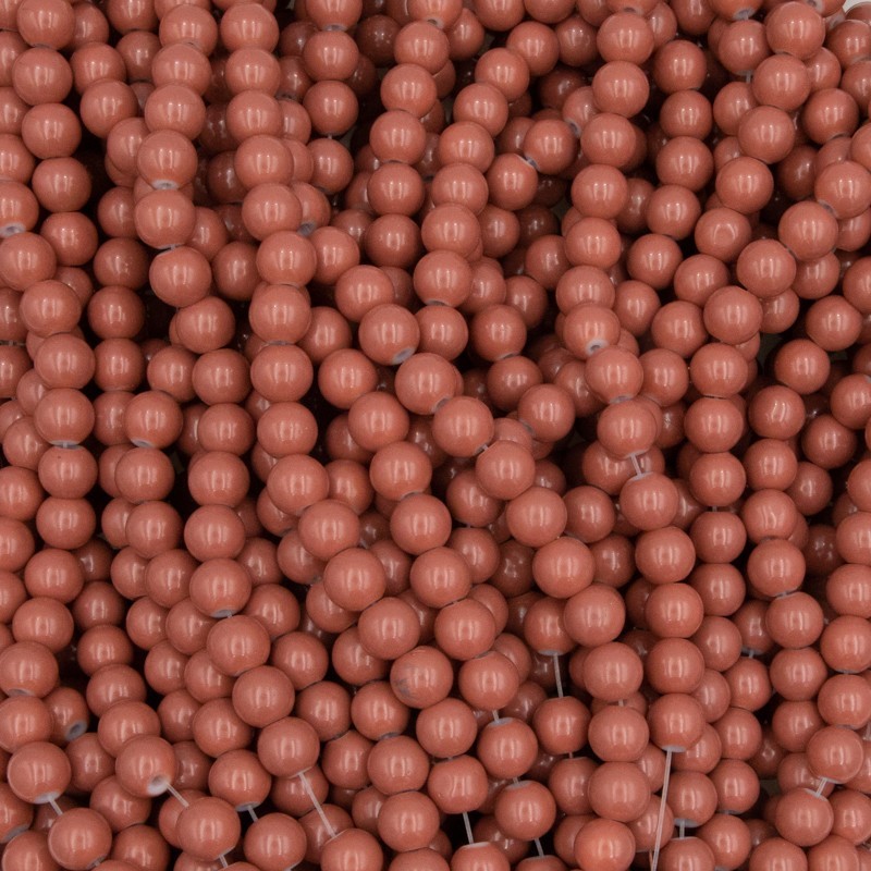 Milky beads / 8mm glass balls / warm brown / 100 pieces SZTP0823