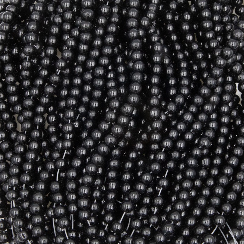 Pastels beads / 6mm glass balls / black / 140 pieces SZPS0605