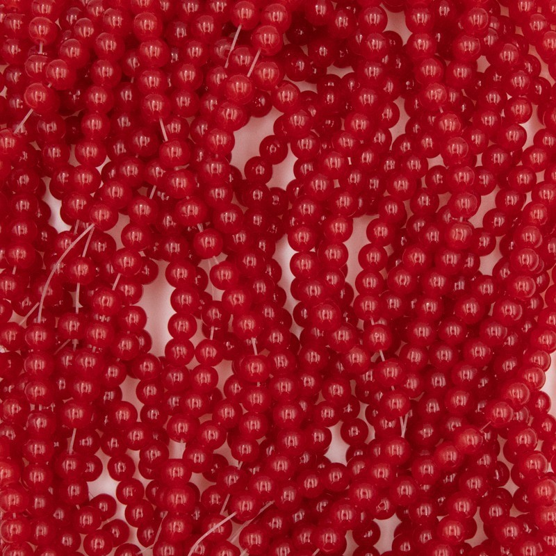 Koraliki Pastels/ kulki szklane 8mm/ czerwony/ 104 sztuki SZPS0856