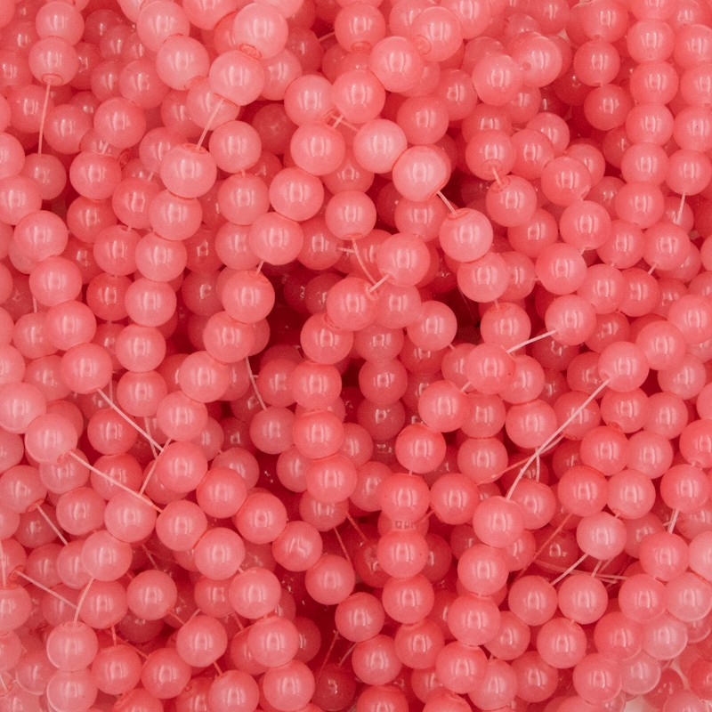 Pastels beads / glass 10mm / coral pink / 84 pieces SZPS1022