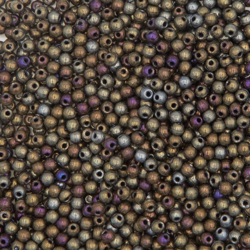 Czech beads / smooth balls 2mm / iris - brown 50pcs / SZGBKG02-KO-21415JT