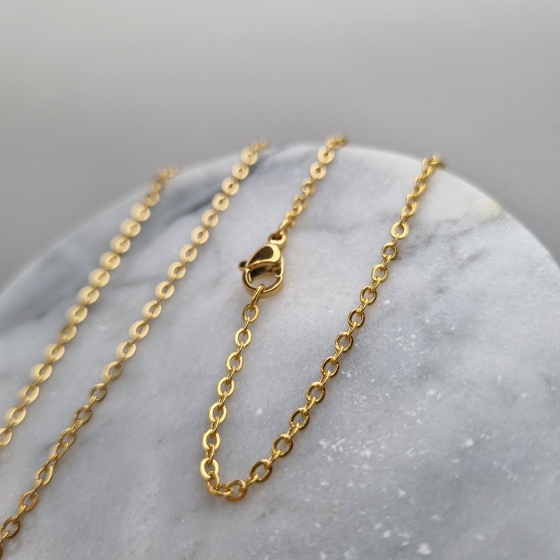 Flat ankier chain, gold 2.5x2mm / 45cm, ready with a clasp / surgical steel LLSCHG18KG