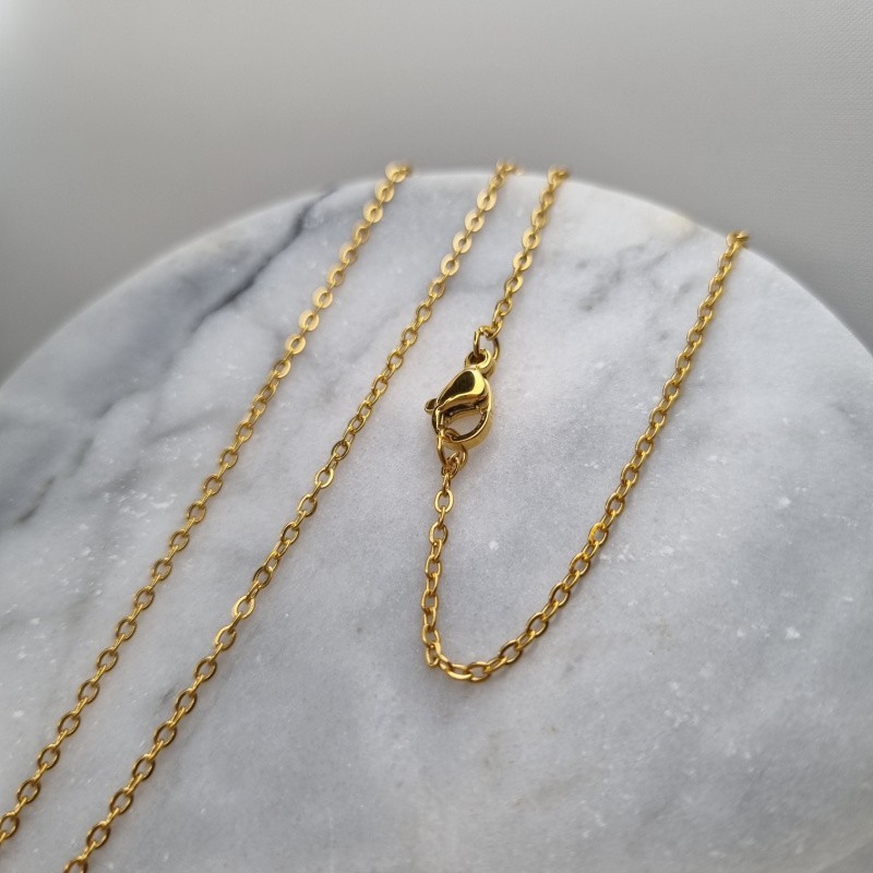 Flat ankier chain, gold 2.2x1.6mm / 43cm, ready with a clasp / surgical steel LLSCHG19KG