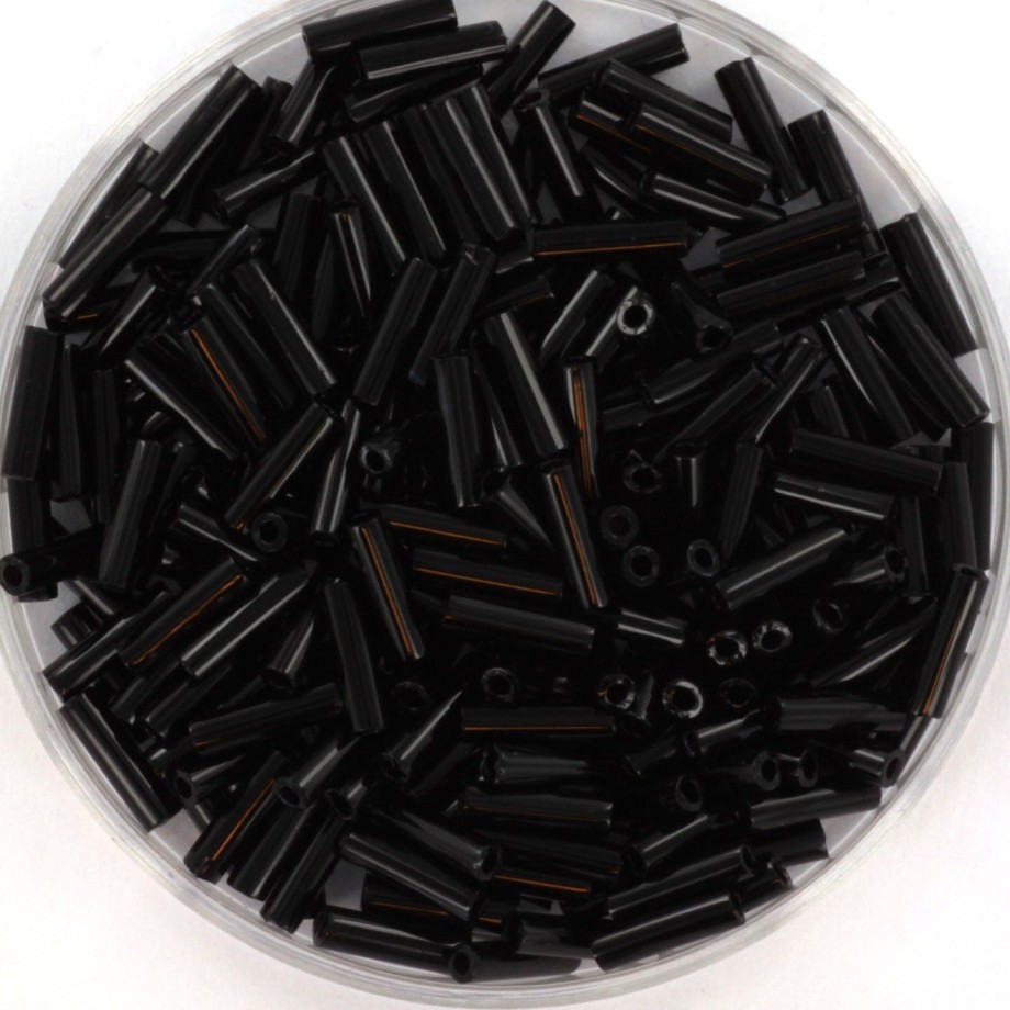 Miyuki Bugles 6mm @ 2 beads / opaque black 5g / MIBG6-401