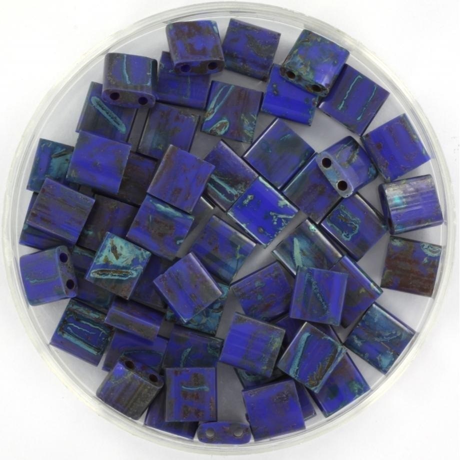 Miyuki Tila beads 5mm / picasso cobalt 5g / MITL5-4518