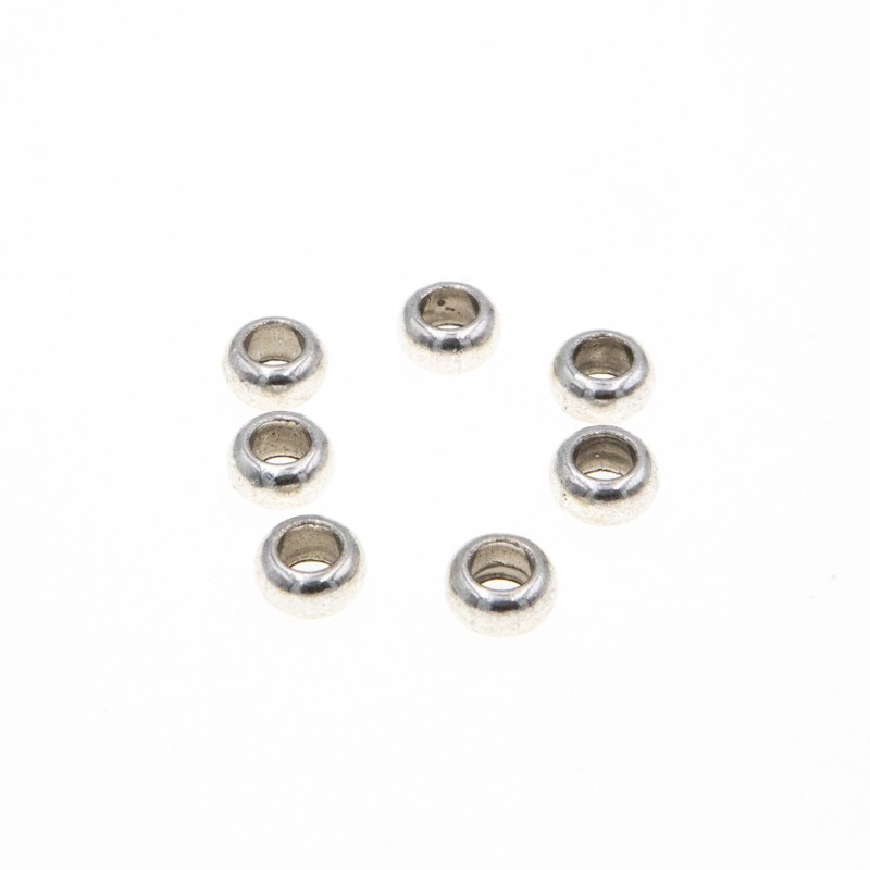 Metal beads / smooth spacers / 9.4x5mm silver 6pcs AAT599
