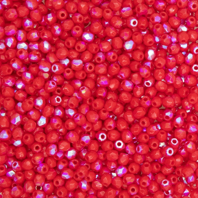 Czech beads / beads 3mm faceted / opaque red AB / 1g / about 30pcs / SZGBKF03A164