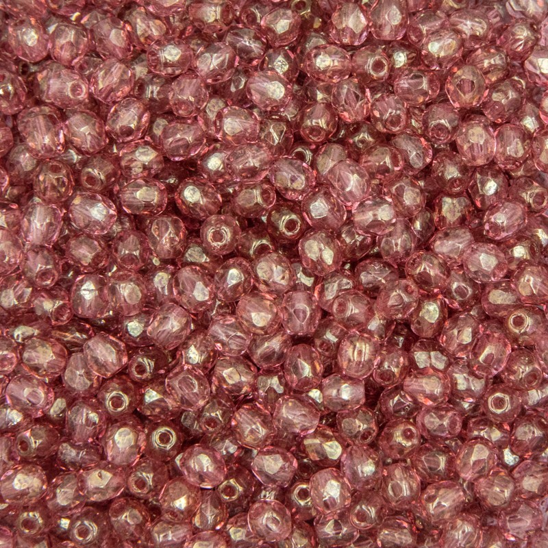 Czech beads / 4mm beads faceted / luster-transparent gold / indian pink / 5g / approx. 60pcs / SZGBKF04A086