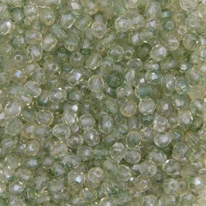 Czech beads / 4mm beads faceted / transparent green / 5g / about 60pcs / SZGBKF04A095