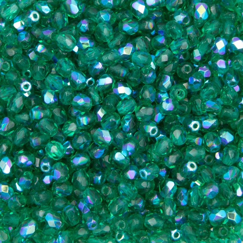 Czech beads / beads 4mm faceted / teal AB / 5g / about 60pcs / SZGBKF04A112