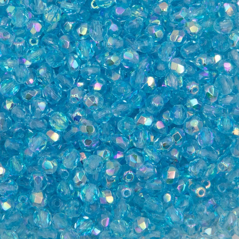 Czech beads / 4mm beads faceted / light blue AB / 5g / about 60pcs / SZGBKF04A113