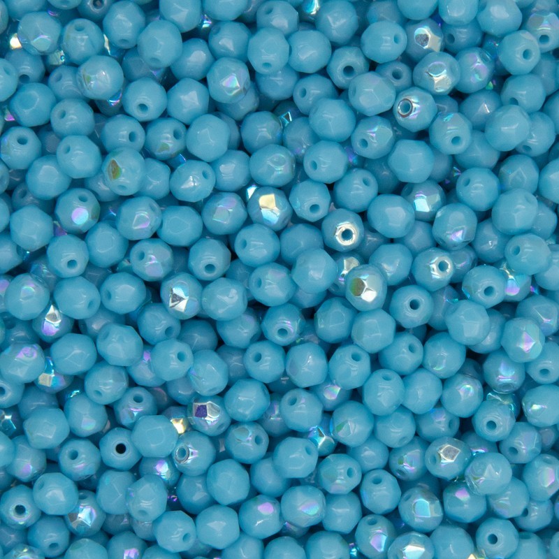 Czech beads / 4mm beads faceted / opaque light blue AB / 2g / about 25pcs / SZGBKF04A115