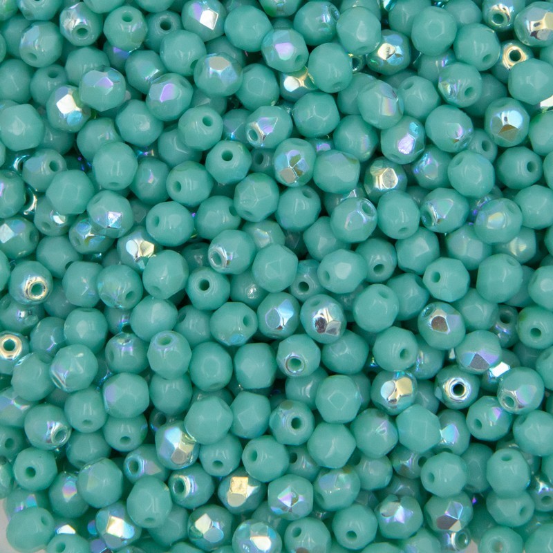 Czech beads / 4mm beads faceted / opaque mint AB / 2g / about 24pcs / SZGBKF04A116