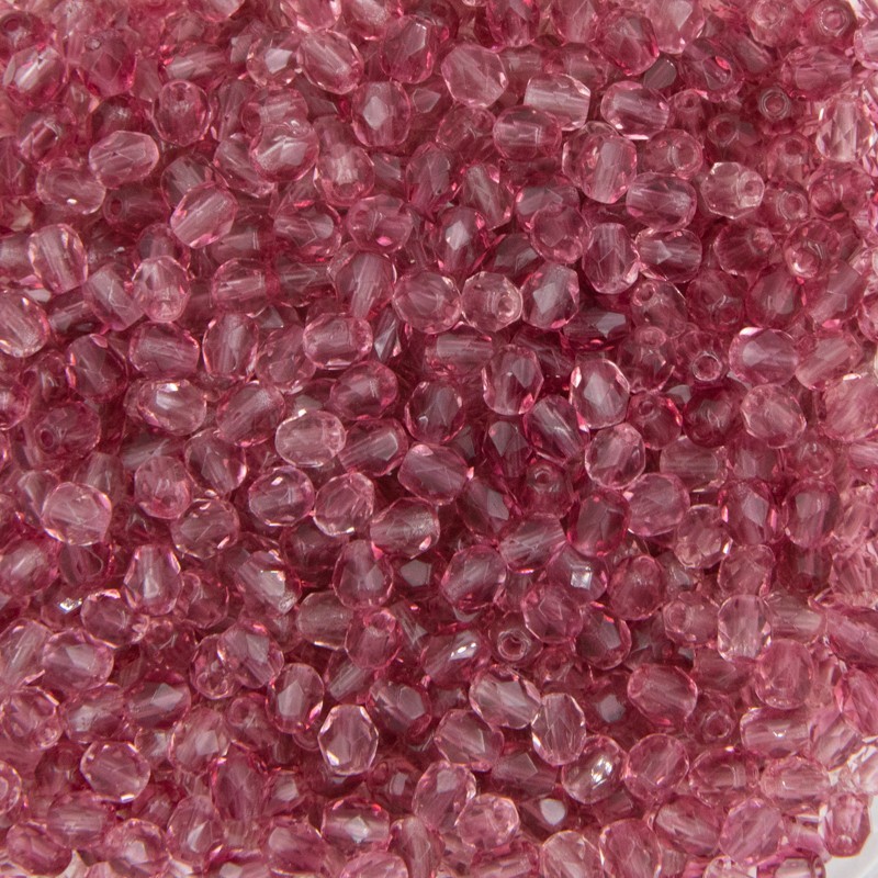 Koraliki Czeskie/ kulki 4mm fasetowane/ transparent crystal pink/ 2g/ok.26szt/ SZGBKF04A124