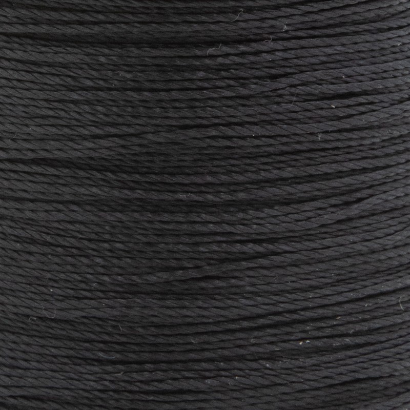 Waxed polyester string / twisted / black 0.6mm 5m PWSP0601