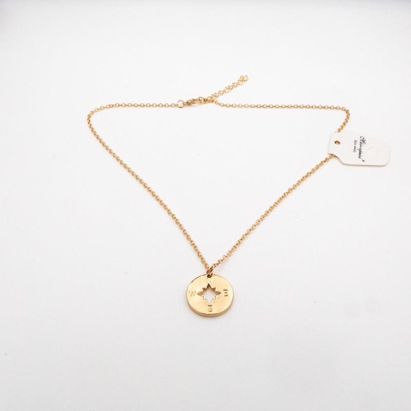 Chain with pendant / finished gold necklace / wind rose 1pc AKG887