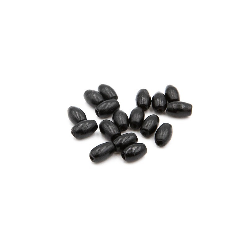 Wooden oval beads 10x6mm / black 5g approx 40pcs DROW1003