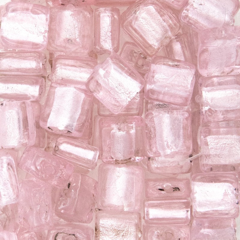 Venetian glass tiles / light pink 12x12x5mm 2pcs SEAMS AM27