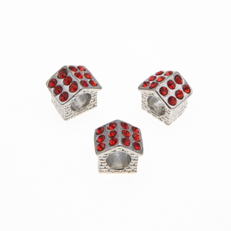 Modular bead / decorative spacer with crystals / house 12x8mm 1pc AASP133