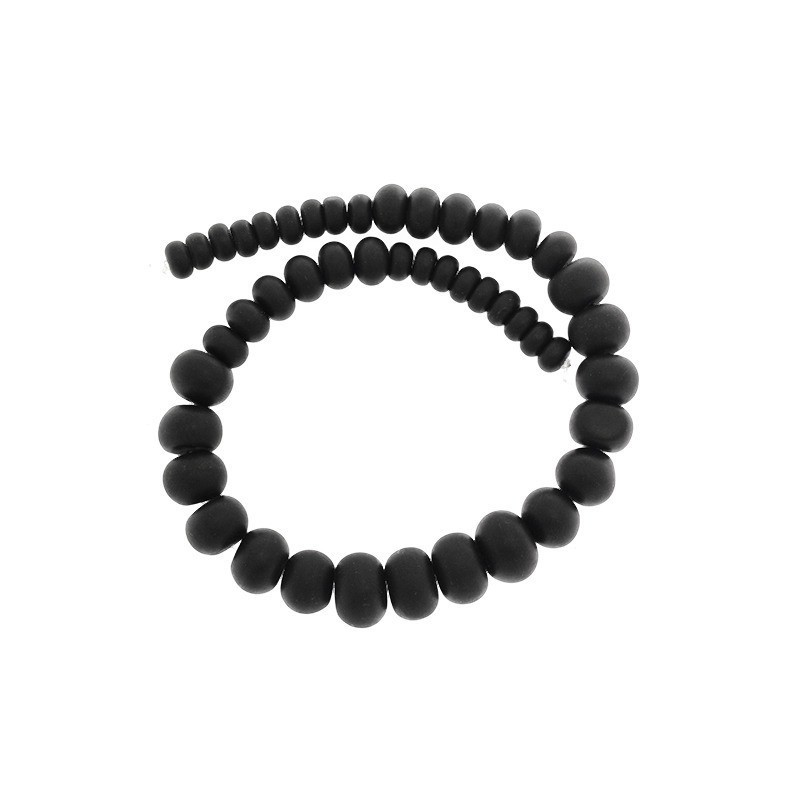 Black stone beads / string 39cm KASZUN56