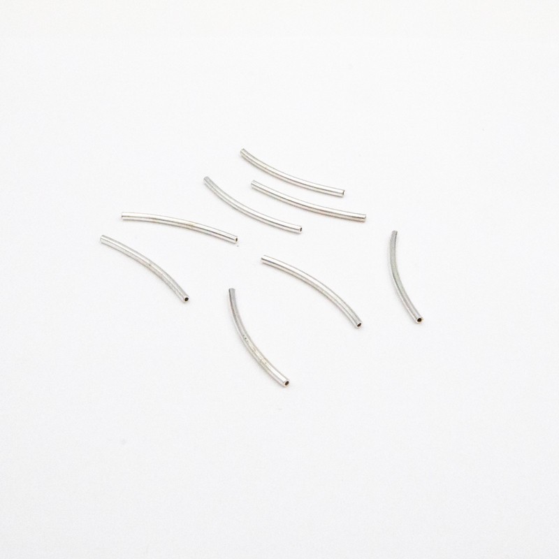 Curved tube spacers 6 pcs silver 25x1.5mm AKARU24