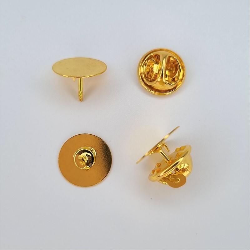 Baza broszki typu PIN z talerzykiem 12mm złota 1 kpl. z zapięciem BBR23KG