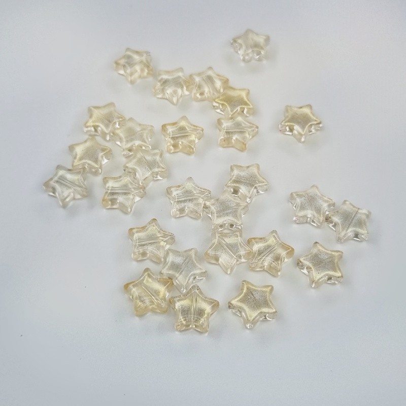 Koraliki do biżuterii lampwork/ złoty pył/ białe gwiazdki 10mm 2szt SZLAZGW01
