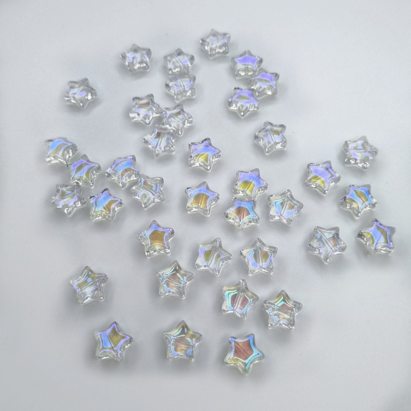 Lampwork beads / white opal stars 10mm 2pcs SZLAZGW07