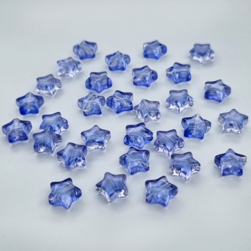 Lampwork beads for jewelry / blue stars 10mm 2pcs SZLAZGW10